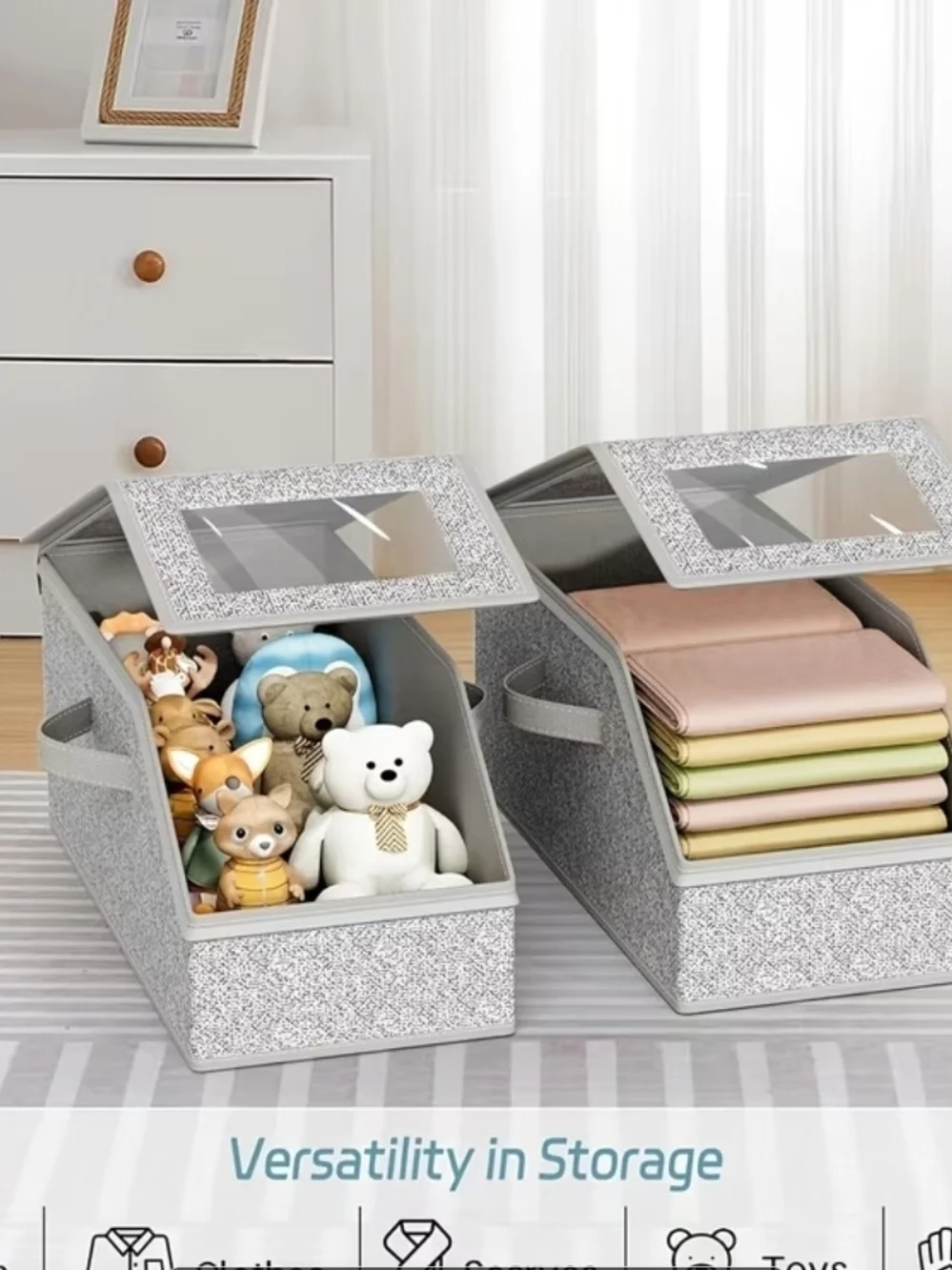 Foldable Storage Organizer Bin with Clear Viewing Window – Space Saver!